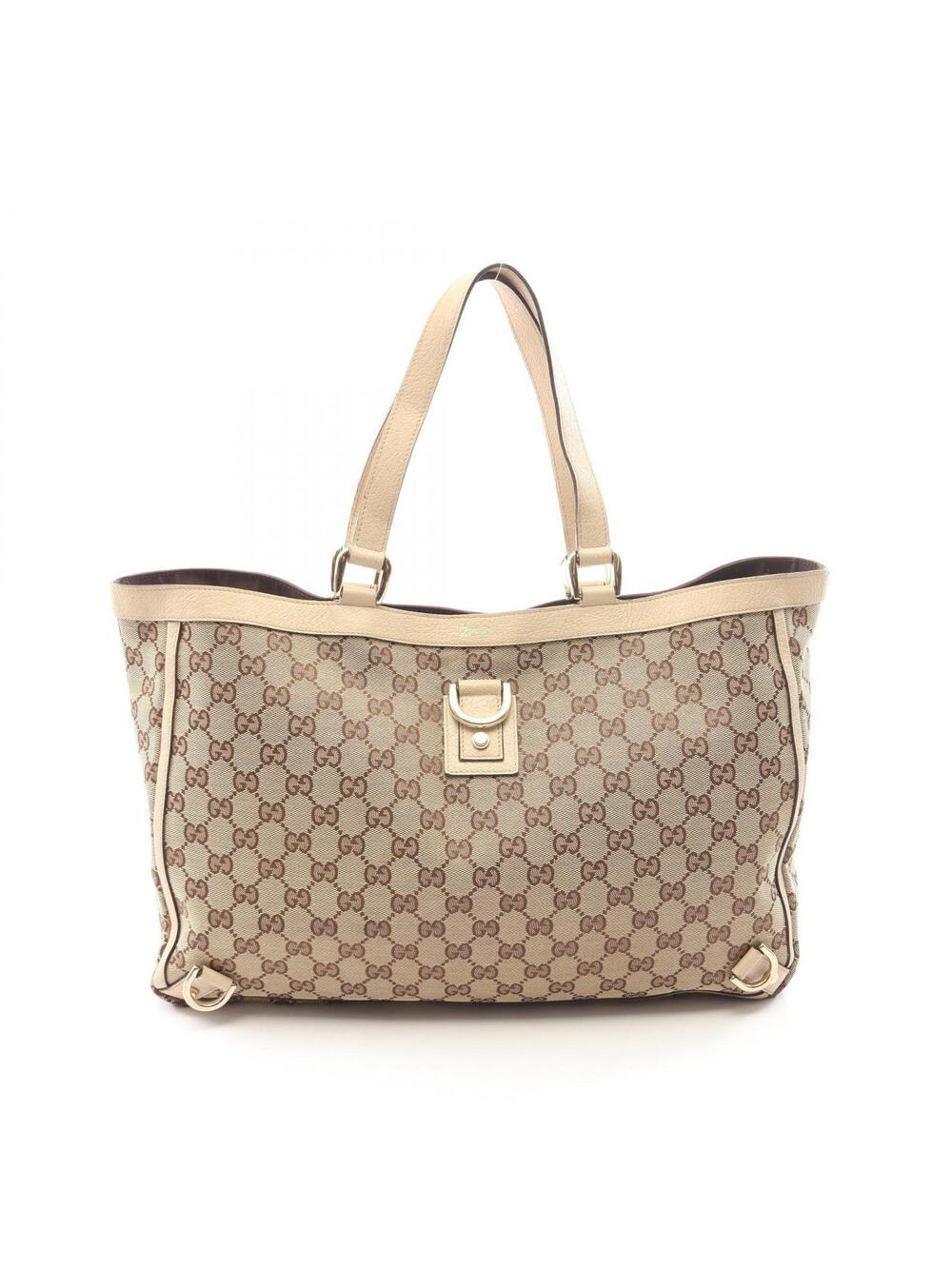 Gucci Abbey Gg Canvas Tote Bag Leather #281949G47B